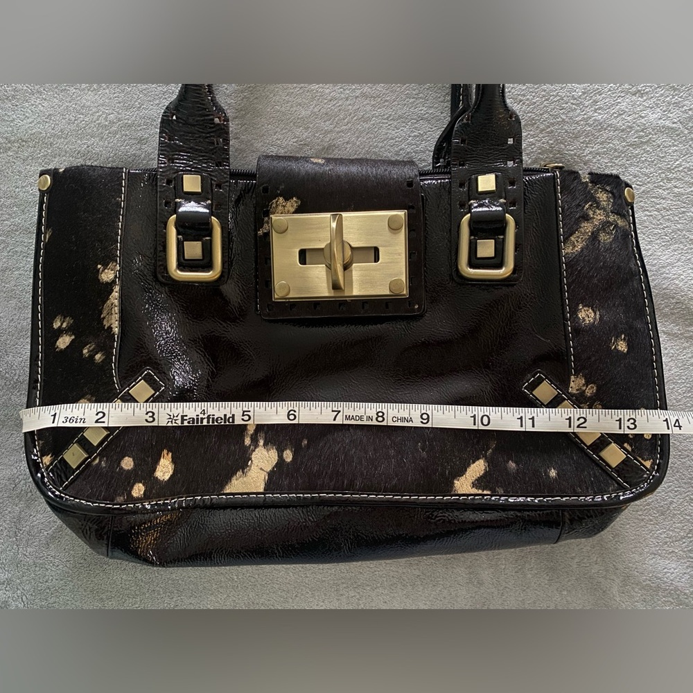 Charlie Lapson Black & Gold Leather & Cowhide Purse - Picture 12 of 14